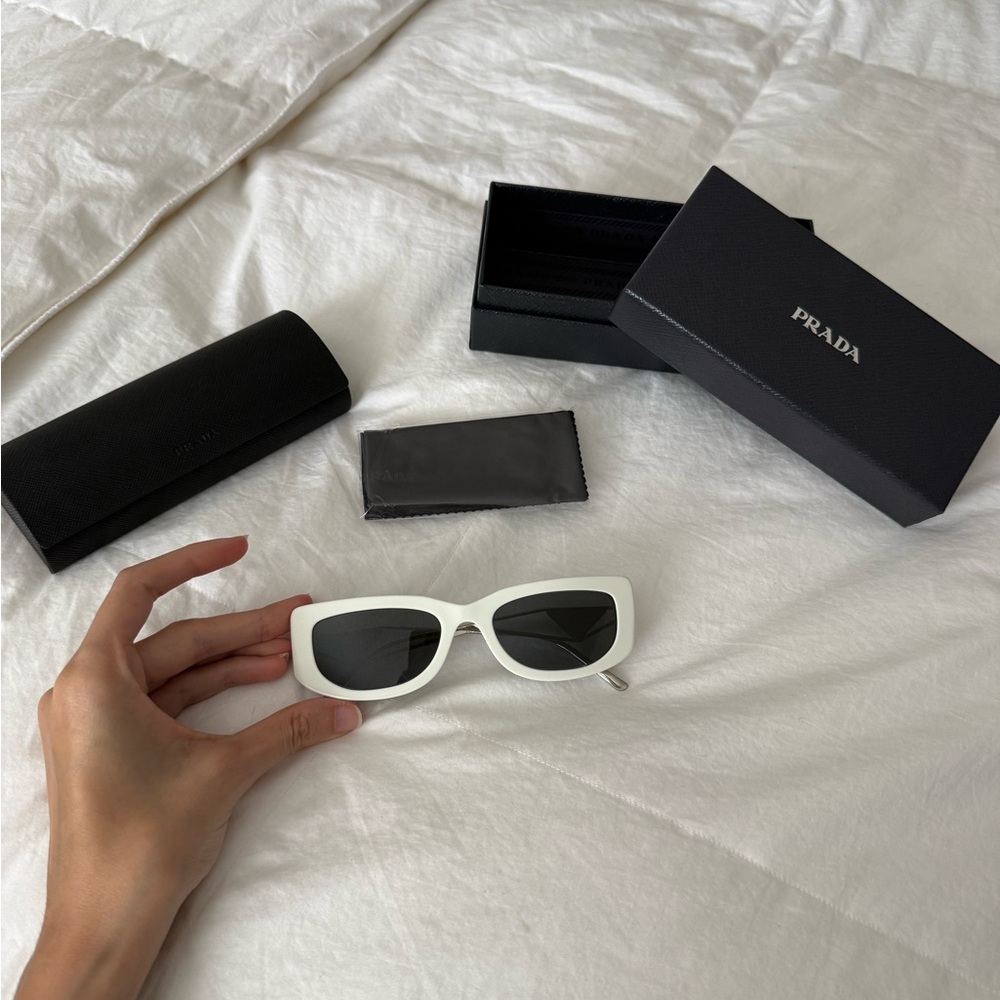 Prada White Sunglasses with Black Lenses